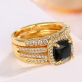French Retro Luxury Square Ring Set Unisex Fashion Personality Three Piece Rings For Men And Women view 3