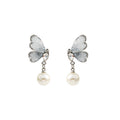 Elegant Crystal Butterfly Pearl Drop Rhinestone Wings Silver Needle Luxury Women Fashion Earrings view 5