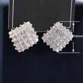 Geometric Rhombus Full Zircon Stud Earrings, Vintage Hong Kong Style OL Fashion Ear Jewelry view 5