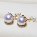 Classic Minimalist Faux Pearl Stud Earrings, Japanese Round Vintage Hepburn Style Ear Jewelry view 3