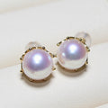 Classic Minimalist Faux Pearl Stud Earrings, Japanese Round Vintage Hepburn Style Ear Jewelry view 2