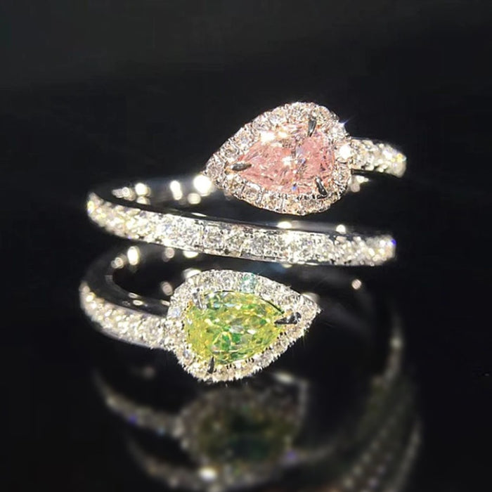 Light Luxury Water Drop Multi Layer Ring For Women, Sweet Princess Birthday Jewelry Accessory