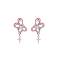 Elegant Pink Enamel Hollow Butterfly Zircon Star Dangle Silver Needle Sweet Korean Style Earrings view 5