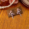 Elegant Pink Enamel Hollow Butterfly Zircon Star Dangle Silver Needle Sweet Korean Style Earrings view 2