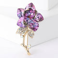 Alloy Crystal Rhinestone Rose Brooch For Elegant Suit Decoration view 2