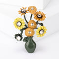 Alloy Oil Painting Sunflower Brooch Pin For Fashion Clothing Accessories view 1