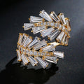 Korean Japanese Leaf Open Index Finger Ring For Women, Adjustable Luxury Statement Fashion Jewelry view 3