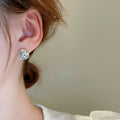 Copper Square Rhinestone Stud Earrings With Silver Pins, Minimalist Light Luxury Women's Jewelry view 4