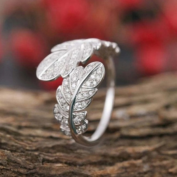 Fairy Feather Ring For Women, Ethereal Elf Inspired Adjustable Finger Ring Accessory