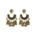 Chic Vintage Alloy Circular Fan Bell Tassel Drop Earrings With Geometric Palace Style view 5