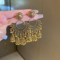 Chic Vintage Alloy Circular Fan Bell Tassel Drop Earrings With Geometric Palace Style view 1