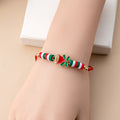 Christmas Enamel Bell Necklace And Red Green Resin Santa Bracelet Cartoon Cute Jewelry Set view 4