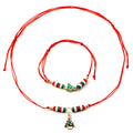 Christmas Enamel Bell Necklace And Red Green Resin Santa Bracelet Cartoon Cute Jewelry Set view 5