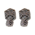 Copper Floral Hollow Stud Earrings Two Way Light Luxury Elegant Flower Design view 5