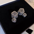 Copper Floral Hollow Stud Earrings Two Way Light Luxury Elegant Flower Design view 2