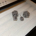 Copper Floral Hollow Stud Earrings Two Way Light Luxury Elegant Flower Design view 4