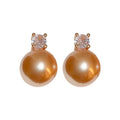 French Light Luxury Faux Pearl Zircon Round Geometric Stud Earrings For Women view 5