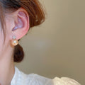 French Light Luxury Faux Pearl Zircon Round Geometric Stud Earrings For Women view 4