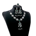 Luxury Vintage Flower Teardrop Alloy Rhinestone Crystal Pearl Tassel Square Zircon Necklace Set Earrings view 5