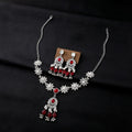 Luxury Vintage Flower Teardrop Alloy Rhinestone Crystal Pearl Tassel Square Zircon Necklace Set Earrings view 4