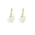 Elegant Luxury White Crackle Flower Petal Gold Alloy Drop Dangle With Rhinestone Accent Earrings view 5
