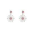 Elegant Korean Sunflower Starburst Drop Silver Alloy Rhinestone Zircon Round Enamel Charm Earrings view 5