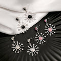 Elegant Korean Sunflower Starburst Drop Silver Alloy Rhinestone Zircon Round Enamel Charm Earrings view 1