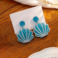 Elegant Glitter Resin Scallop Shell Drop Earrings With Alloy Silver Pin, Sweet Korean Mermaid Earrings view 3