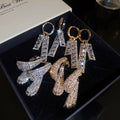 Luxury Copper Zircon Geometric Square Hollow Ear Cuff Earrings For Women view 1