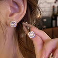 Alloy Sparkling Rhinestone Square Stud Earrings With Silver Pins For Women Light Luxury Minimalist Style view 4