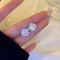 Alloy Sparkling Rhinestone Square Stud Earrings With Silver Pins For Women Light Luxury Minimalist Style view 3