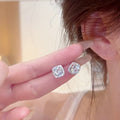 Alloy Sparkling Rhinestone Square Stud Earrings With Silver Pins For Women Light Luxury Minimalist Style view 2