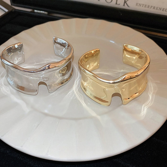 Irregular Open Metal Bangle, Minimalist Statement Ring Shape Fashion Accessory
