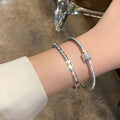 Gold Plated Copper Zircon Geometric Bangle Minimalist Light Luxury Commuter Jewelry view 4