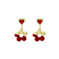Elegant Alloy Enamel Heart Stud Hollow Flower Drop Dangle With Rhinestone Crystal Accents Earrings view 5