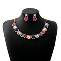 Luxury Vintage Oval Crystal Rhinestone Flower Bridal Necklace Jewelry Set With Matching Drop Earrings view 5