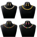 Luxury Vintage Oval Crystal Rhinestone Flower Bridal Necklace Jewelry Set With Matching Drop Earrings view 1
