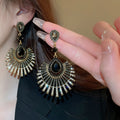 Alloy Rhinestone Teardrop Tassel Drop Earrings French Vintage Palace Style view 1