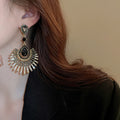 Alloy Rhinestone Teardrop Tassel Drop Earrings French Vintage Palace Style view 3