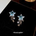 Chic Copper Star Zircon Ear Hook Earrings With Silver Needle For Elegant Fashion Style view 1