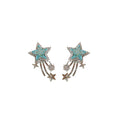 Chic Copper Star Zircon Ear Hook Earrings With Silver Needle For Elegant Fashion Style view 5