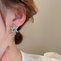 Chic Copper Star Zircon Ear Hook Earrings With Silver Needle For Elegant Fashion Style view 4