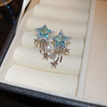 Chic Copper Star Zircon Ear Hook Earrings With Silver Needle For Elegant Fashion Style view 3