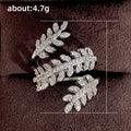 Light Luxury Open Wheat Ear Full Pave Zircon Ring For Women, Copper White Gold Plated Jewelry view 5