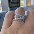 New Ultra Sparkly Multi Layer Wrap Cross Line Ring For Women European American Creative Jewelry view 3