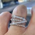 New Ultra Sparkly Multi Layer Wrap Cross Line Ring For Women European American Creative Jewelry view 4