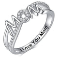 Mother's Day Gift Micro Paved Zircon I Love Mom Letter Ring Special MOM Series Women's Ring view 1