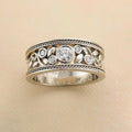 Vintage Wide Band Ring, Heavy Hollow Floral Flower Statement Ring In Baroque Style For Women view 2
