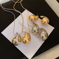Minimalist Metal Waterdrop Earrings And Clavicle Necklace Jewelry Set For Women view 1
