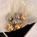 Minimalist Metal Waterdrop Earrings And Clavicle Necklace Jewelry Set For Women view 4